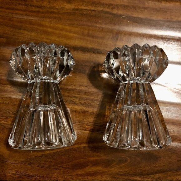 Pair of Glass Shabbat Candle Holders - Picture 4 of 10